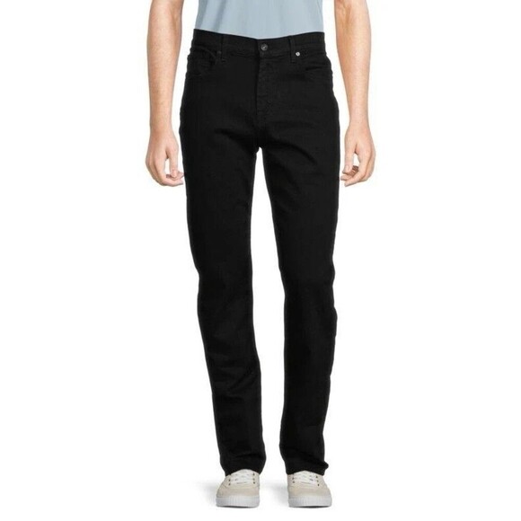 7 For All Mankind Slimmy Squiggle High Rise Jeans Men’s Size 33 Black Onyx Luxe - Picture 1 of 12